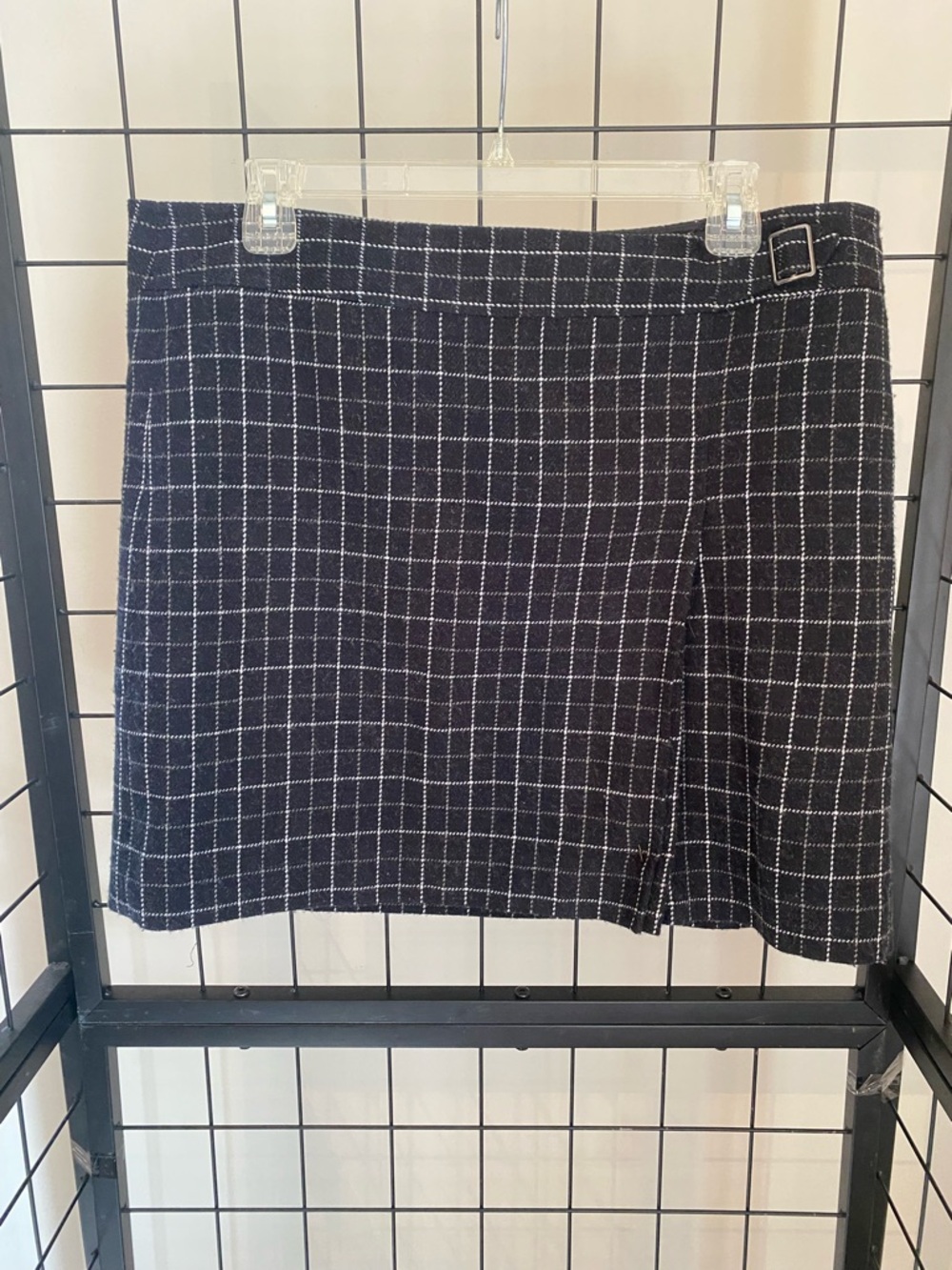 LOFT Black and White Windowpane  Mini Skirt